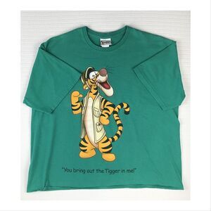 Vintage Disney Animal Kingdom Shirt Safari Tigger One Size Teal Green USA Made